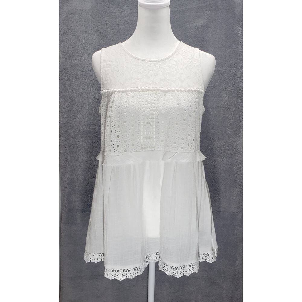 Forgotten Grace White Lace Sleeveless Top Juniors Small Boho Boutique